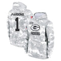 GB.Packers #1 Micah Parsons Player Arctic Camo Salute to Service Hoodies Limited Game ROCER Stitched Jerseys