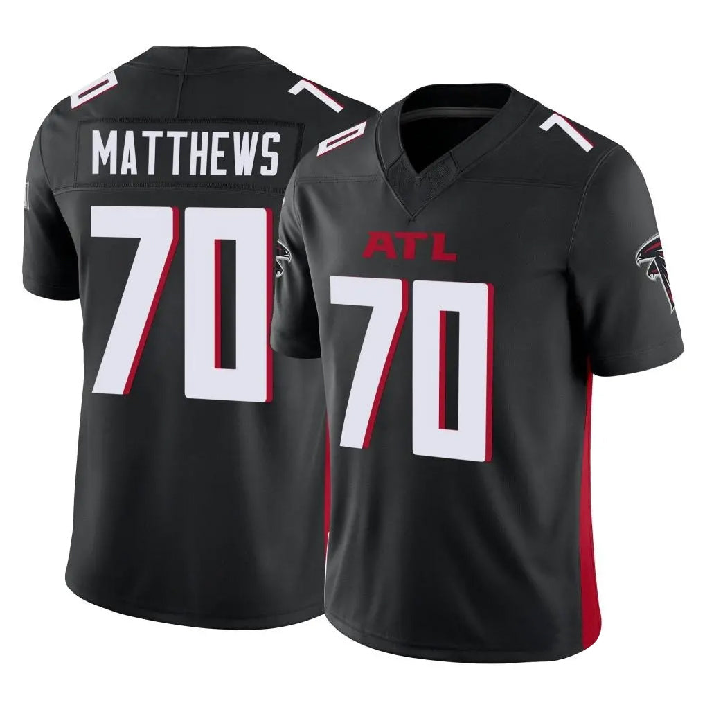 A.Falcons #70 Jake Matthews Player Black Vapor F.U.S.E. Limited ROCER Stitched Jerseys