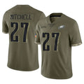 P.Eagles #27 Quinyon Mitchell Player Olive Salute To Service Limited ROCER Stitched Jerseys