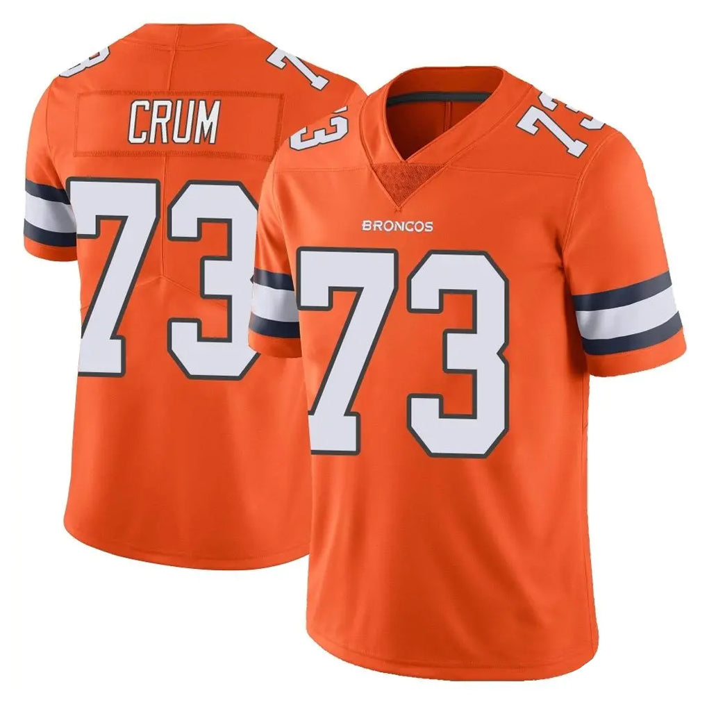 D.Broncos #73 Frank Crum Player Orange Vapor Untouchable Limited Home Game ROCER Stitched Jerseys