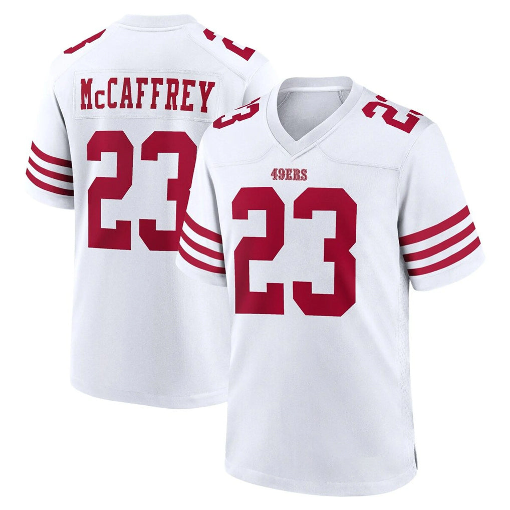 SF.49ers #23 Christian McCaffrey Player White Game Home ROCER Stitched Jerseys