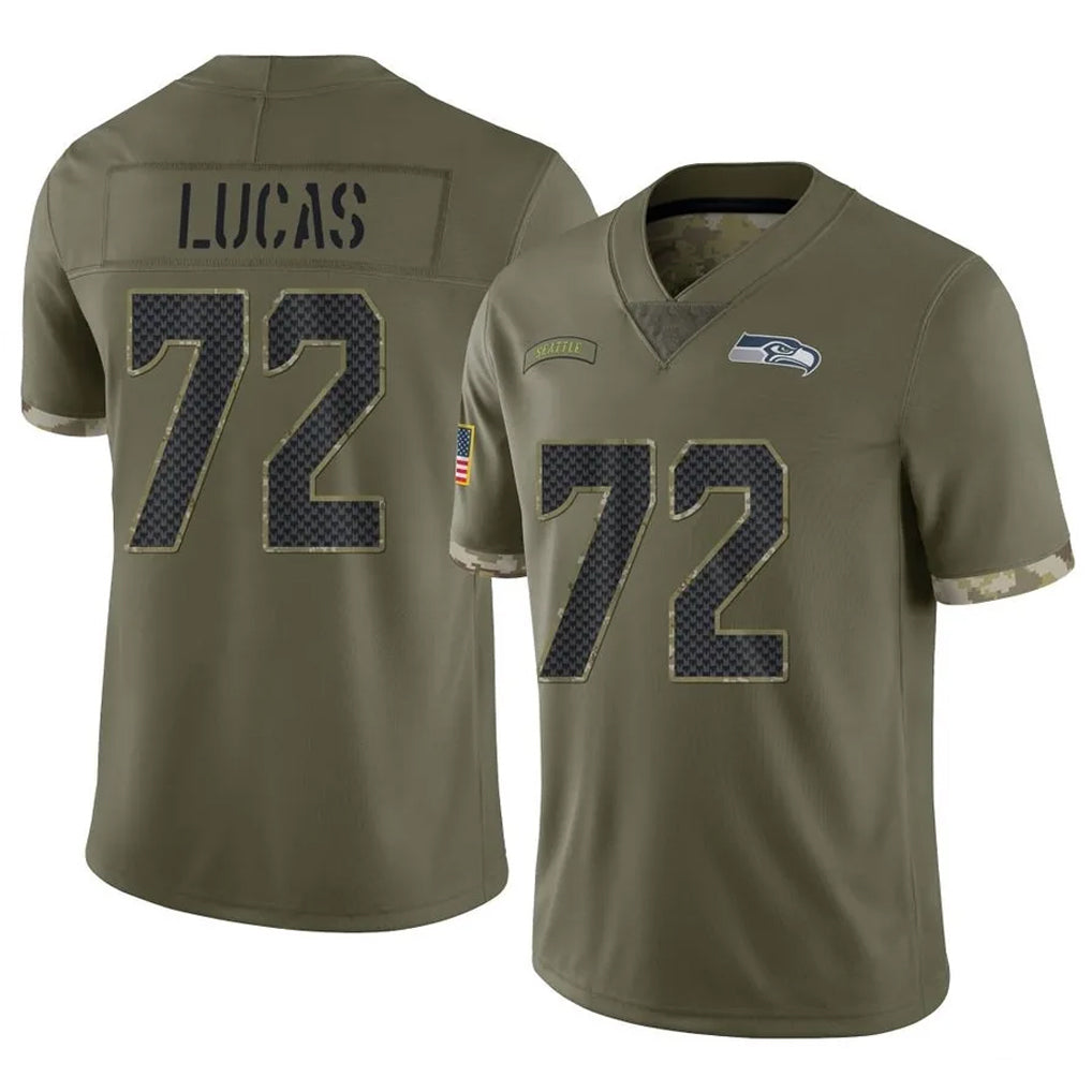 S.Seahawks #72 Abraham Lucas Player Olive Limited Salute To Service Home Game ROCER Stitched Jerseys