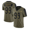 C.Bengals #99 Myles Murphy Player Olive Salute to Service Game ROCER Stitched Jerseys