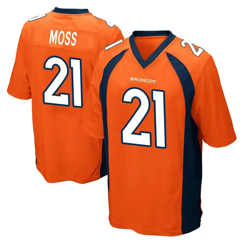 D.Broncos #21 Riley Moss Player Orange Color Home Game ROCER Stitched Jerseys