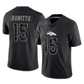 D.Broncos #15 Nik Bonitto Player Black Reflective Limited ROCER Stitched Jerseys