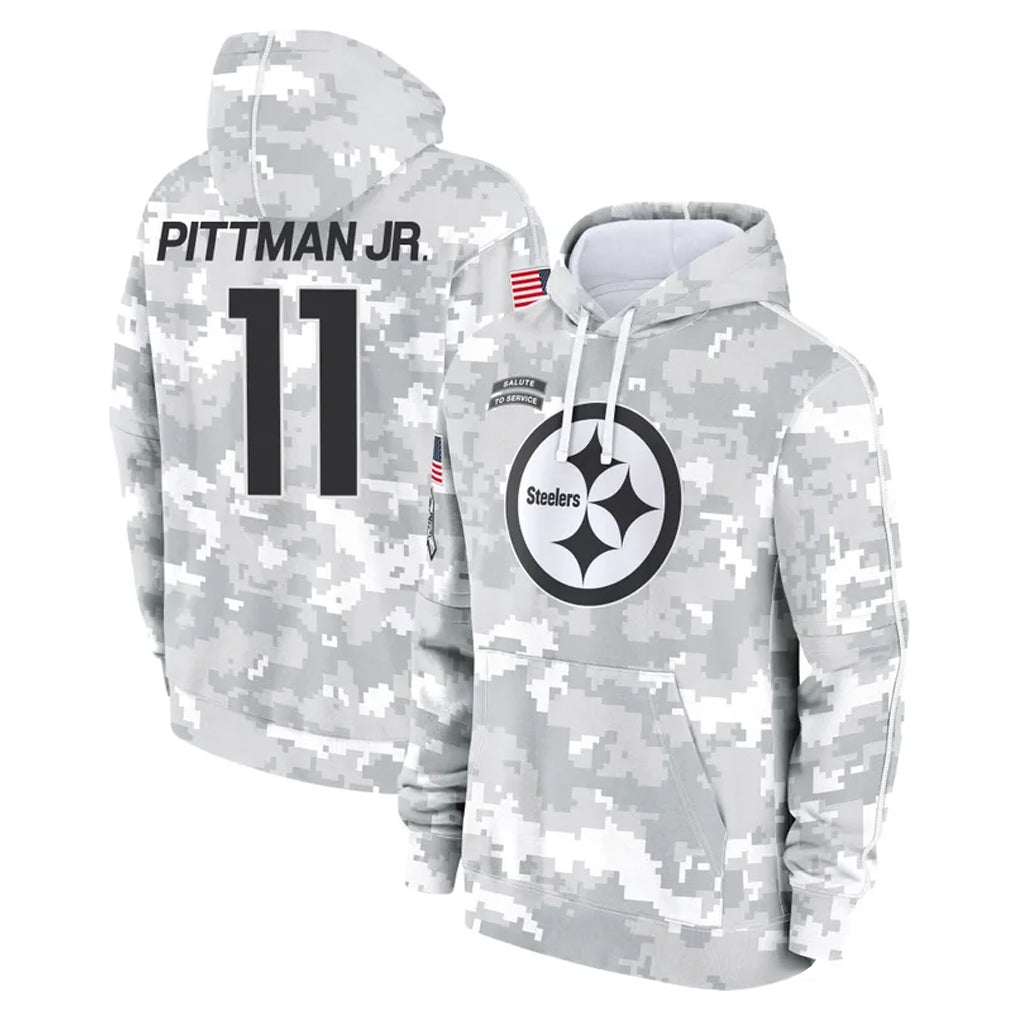 P.Steelers #11 Michael Pittman Jr. Player Arctic Camo Limited Salute to Service Pullover Hoodies Game ROCER Stitched Jerseys