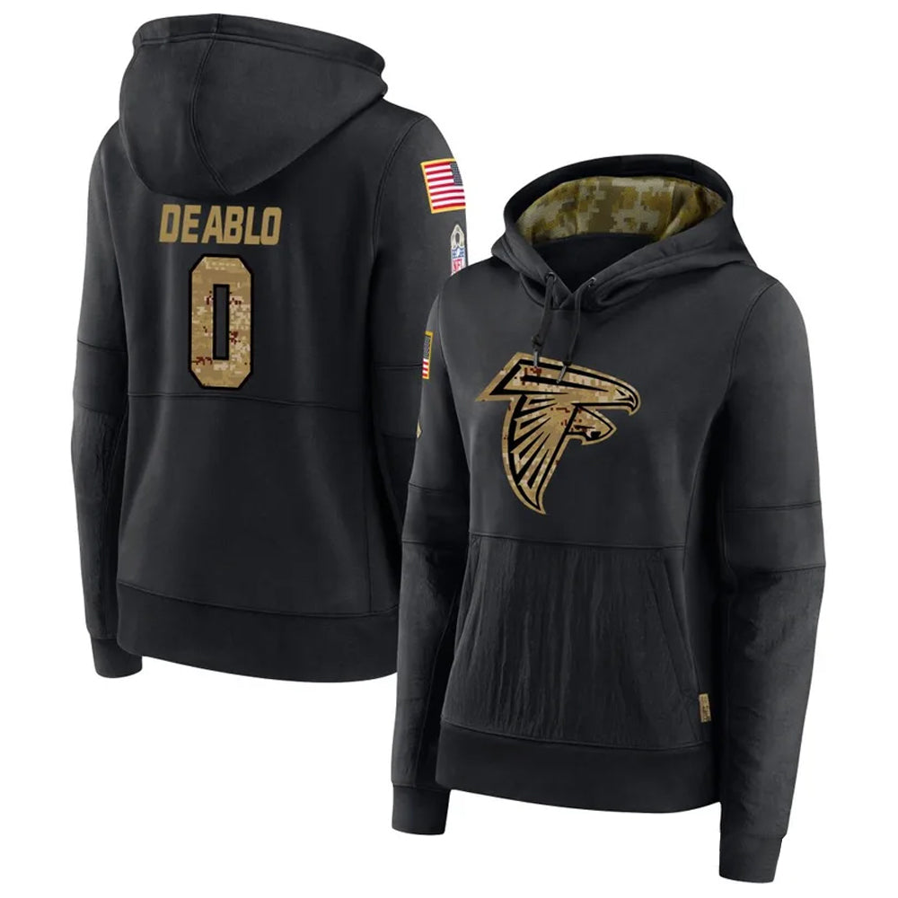A.Falcons #0 Divine Deablo Player Black Salute to Service Hoodies ROCER Stitched Jerseys