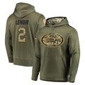 SF.49ers #2 Deommodore Lenoir Player Olive Salute to Service Pullover Hoodie Home Game ROCER Stitched Jerseys