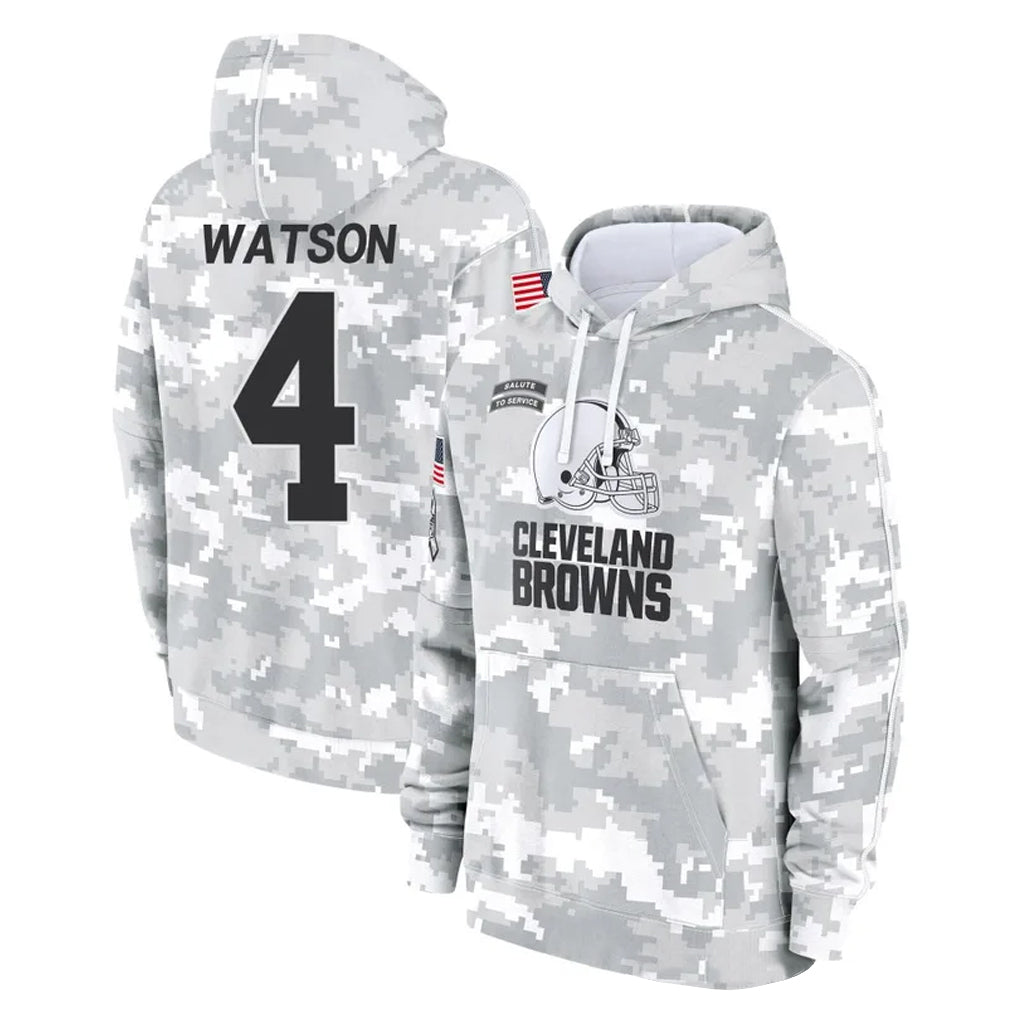 C.Browns #4 Deshaun Watson Player Arctic Camo Salute to Service Hoodies Limited Game ROCER Stitched Jerseys