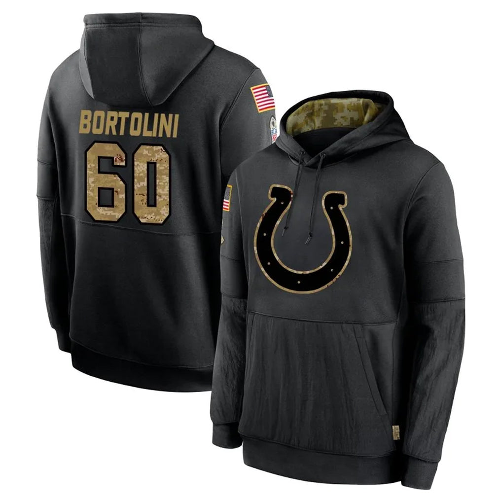 IN.Colts #60 Tanor Bortolini Player Black Salute to Service Hoodies Limited Game ROCER Stitched Jerseys