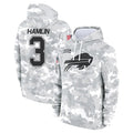 B.Bills #3 Damar Hamlin Player Arctic Camo Salute to Service Hoodies Game ROCER Stitched Jerseys