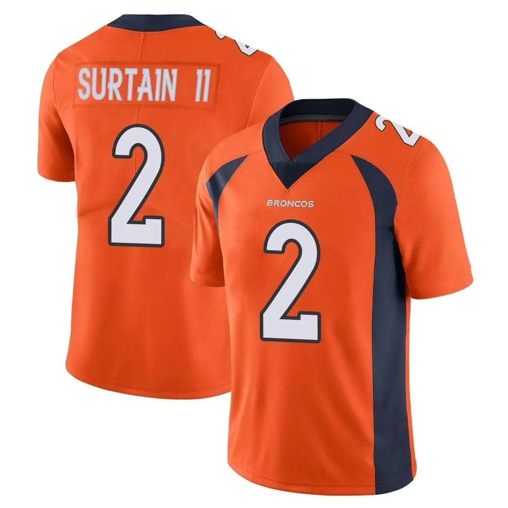 D.Broncos #2 Pat Surtain II Player Orange Color Vapor Untouchable Limited Game ROCER Stitched Jerseys