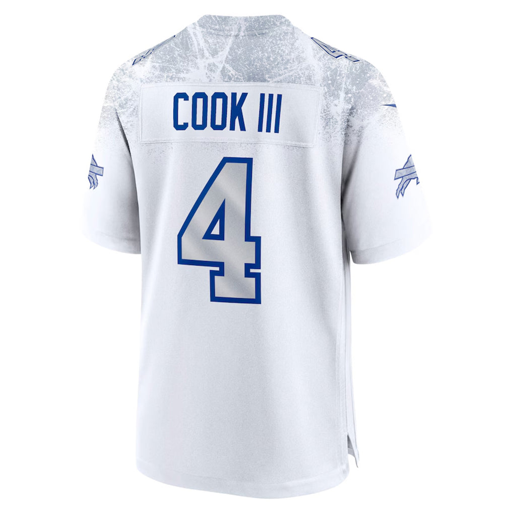 B.Bills #4 James Cook III Player White Rivalries Collection Game ROCER Stitched Jerseys