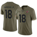 A.Cardinals #18 Marvin Harrison Jr. Player Olive Salute To Service ROCER Stitched Jerseys