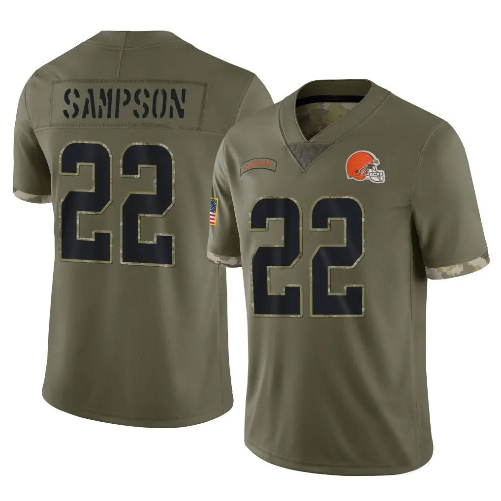 C.Browns #22 Dylan Sampson Player Olive Salute to Service Limited Game ROCER Stitched Jerseys