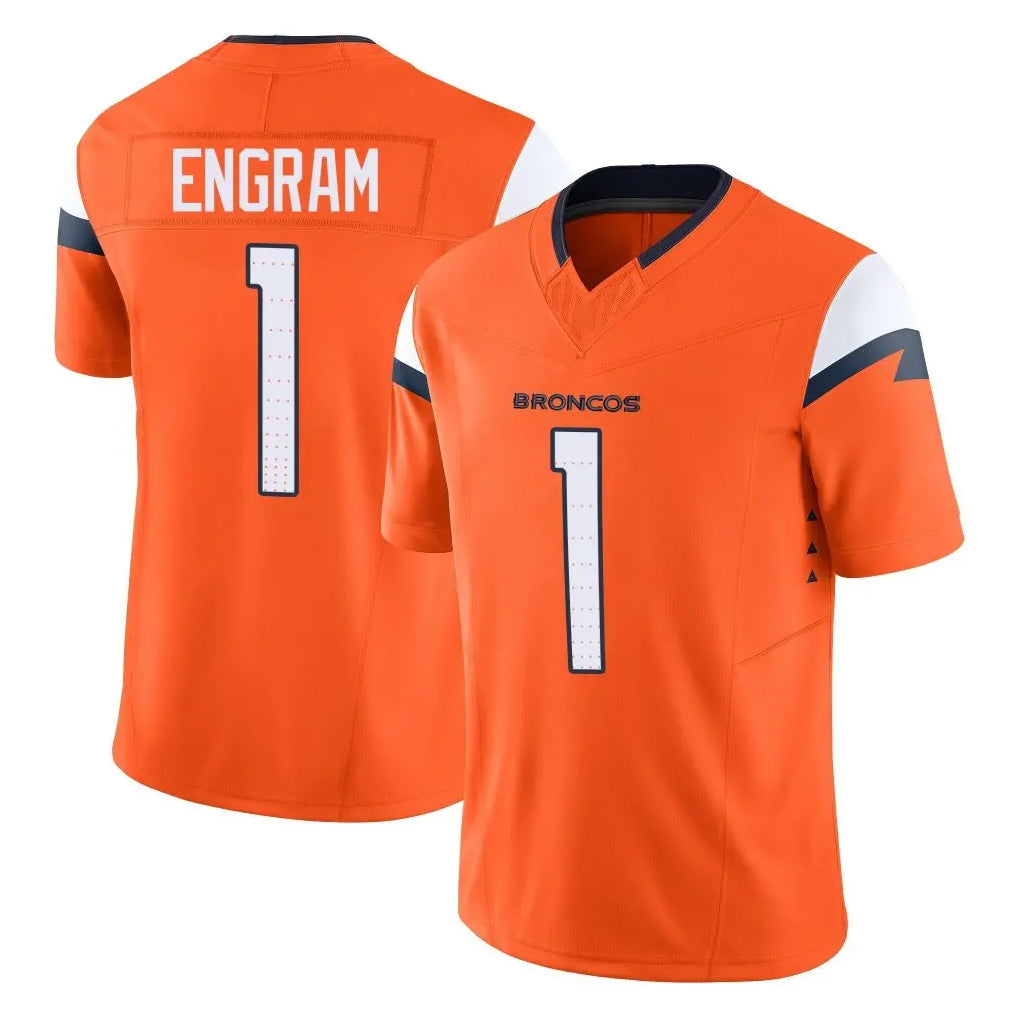 D.Broncos #1 Evan Engram Player Orange Vapor F.U.S.E. Limited Home Game ROCER Stitched Jerseys