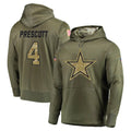 D.Cowboys #4 Dak Prescott Player Olive Salute to Service Pullover Hoodies Home Game ROCER Stitched Jerseys