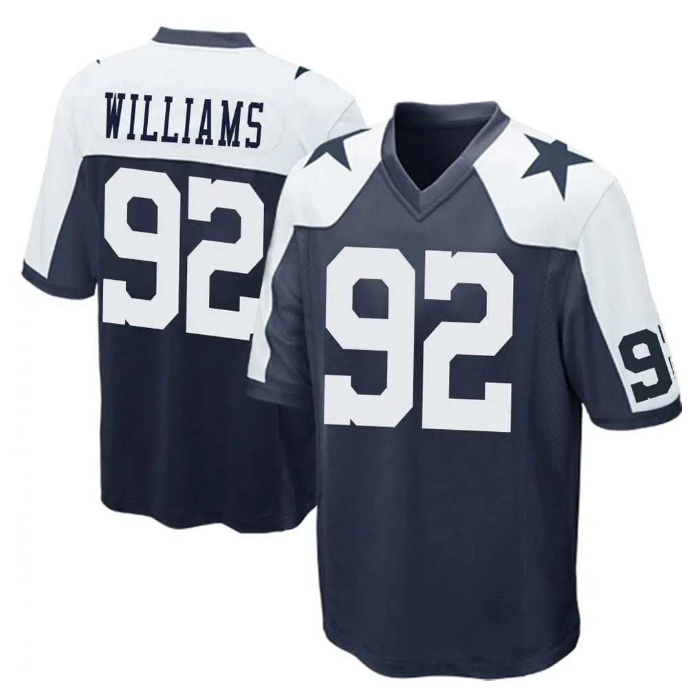 D.Cowboys #92 Quinnen Williams Player Navy-White Alternate Home Game ROCER Stitched Jerseys