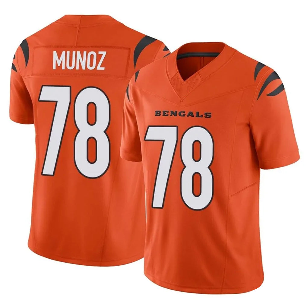 C.Bengals #78 Anthony Munoz Player Orange Vapor F.U.S.E. Limited Home Game ROCER Stitched Jerseys
