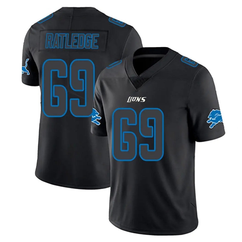 D.Lions #69 Tate Ratledge Player Black Impact Limited Home Game ROCER Stitched Jerseys