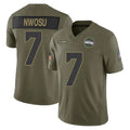 S.Seahawks #7 Uchenna Nwosu Player Olive 2025 Salute To Service Limited Home Game ROCER Stitched Jerseys