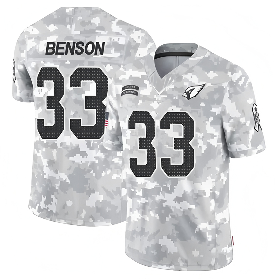 A.Cardinals #33 Trey Benson Player Camo Salute to Service Limited ROCER Stitched Jerseys