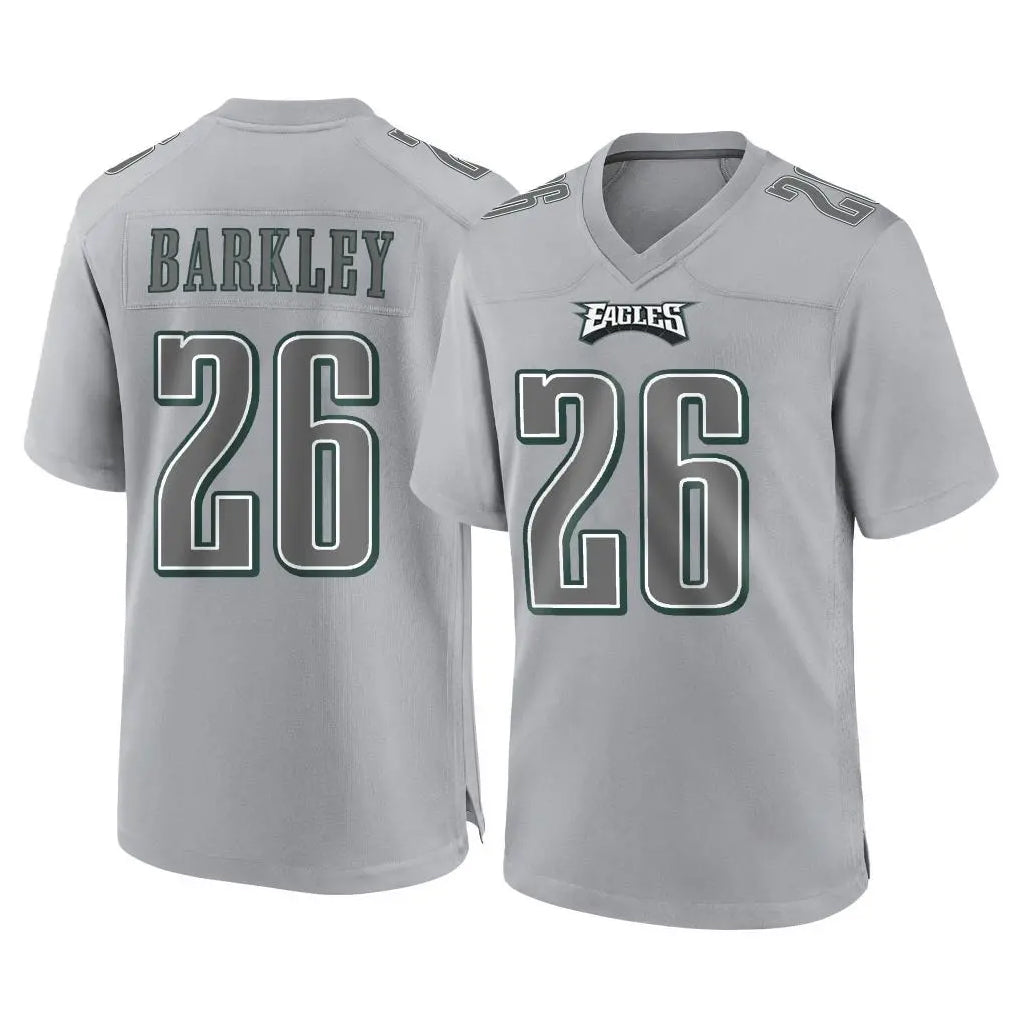 P.Eagles #26 Saquon Barkley Player Gray Atmosphere Fashion Home Game ROCER Stitched Jerseys
