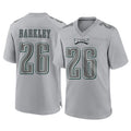 P.Eagles #26 Saquon Barkley Player Gray Atmosphere Fashion Home Game ROCER Stitched Jerseys