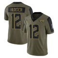 J.Jaguars #12 Travis Hunter Player Olive Salute To Service Limited Game ROCER Stitched Jerseys