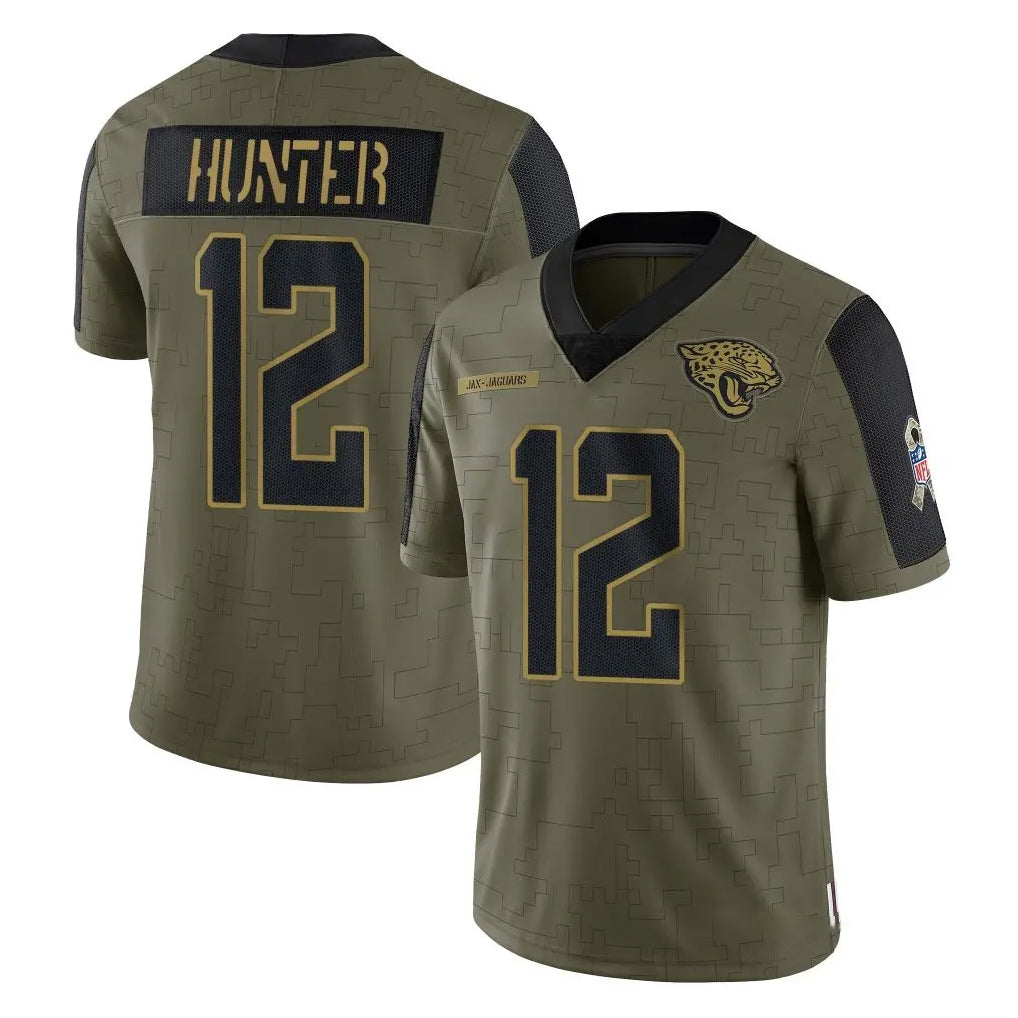 J.Jaguars #12 Travis Hunter Player Olive Salute To Service Limited Game ROCER Stitched Jerseys
