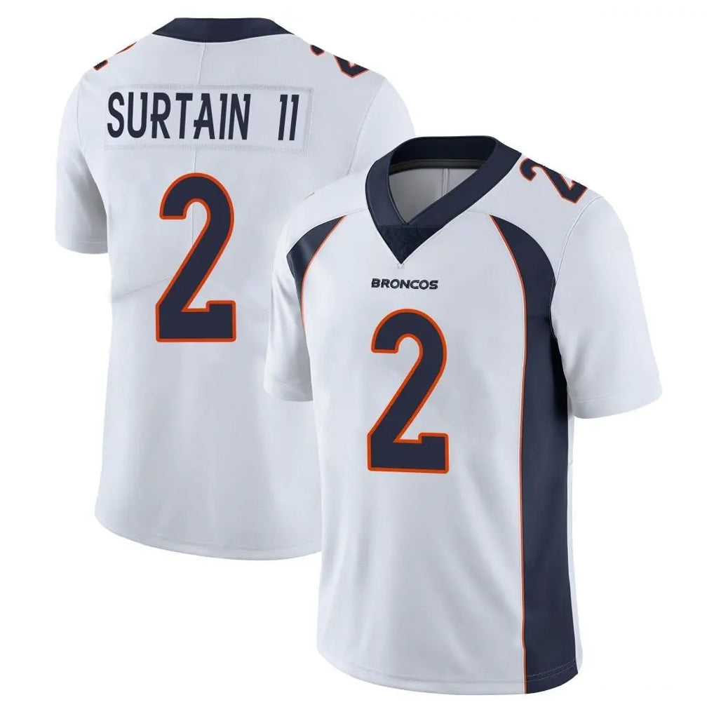D.Broncos #2 Pat Surtain II Player White Vapor Untouchable Limited Home Game ROCER Stitched Jerseys