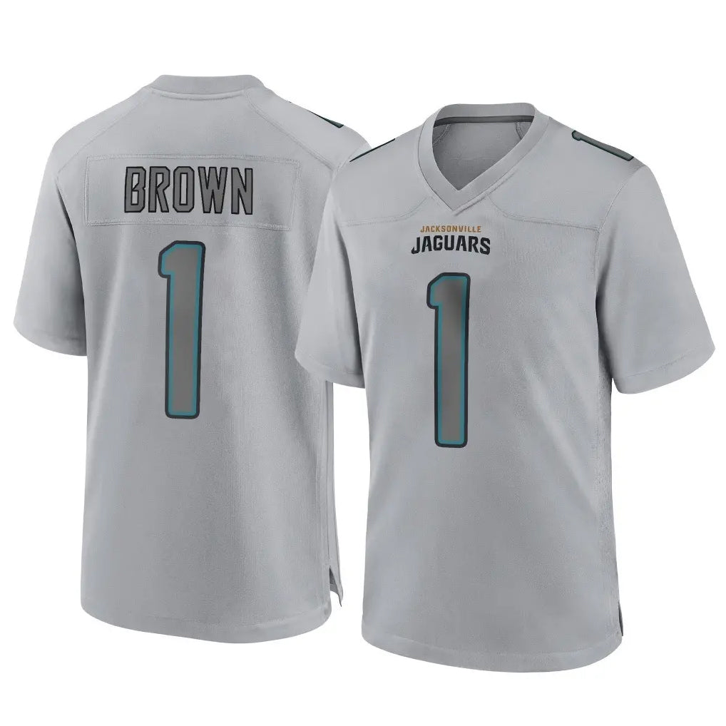 J.Jaguars #1 Montaric Brown Player Gray Atmosphere Fashion Home Game ROCER Stitched Jerseys