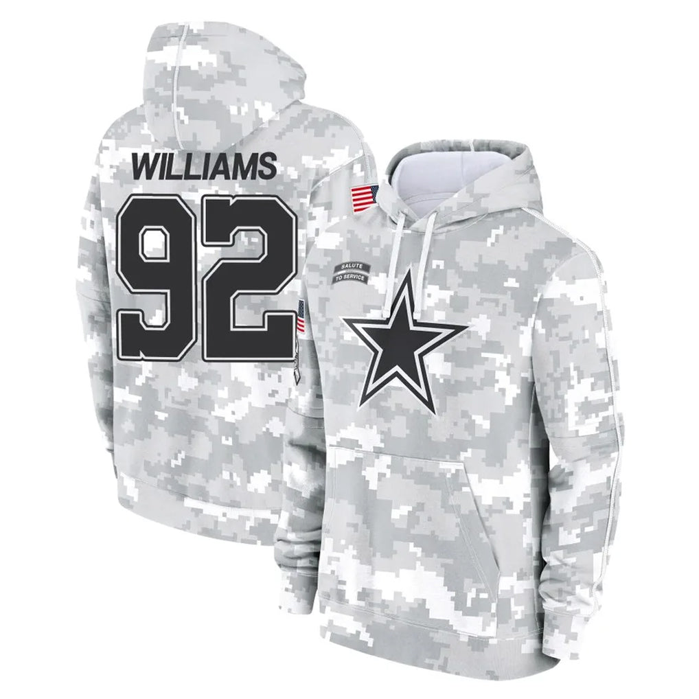D.Cowboys #92 Quinnen Williams Player Arctic Camo Salute to Service Hoodies Limited Game ROCER Stitched Jerseys