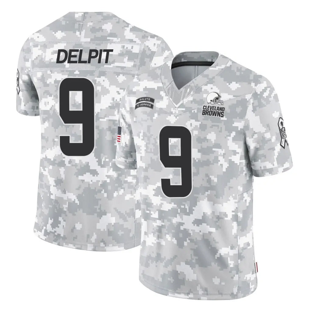 C.Browns #9 Grant Delpit Player Arctic Camo Salute to Service Limited Home Game ROCER Stitched Jerseys