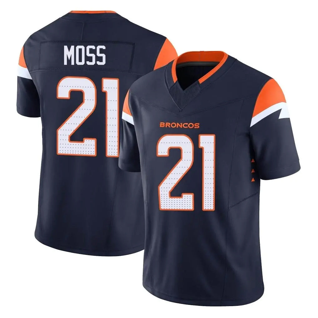 D.Broncos #21 Riley Moss Player Navy Limited Vapor F.U.S.E. Home Game ROCER Stitched Jerseys