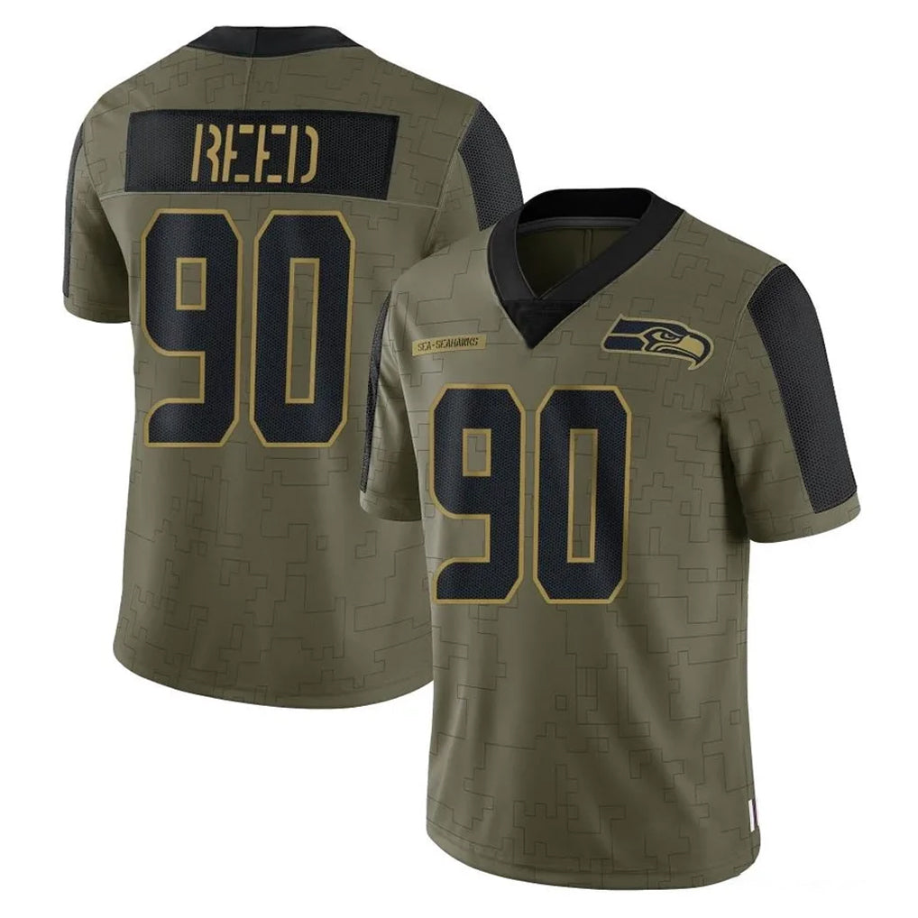 S.Seahawks #90 Jarran Reed Player Olive Salute To Service Limited Game ROCER Stitched Jerseys