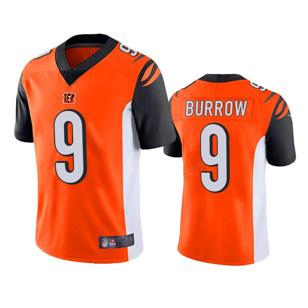 C.Bengals #9 Joe Burrow Player Orange Limited Home Game ROCER Stitched Jerseys