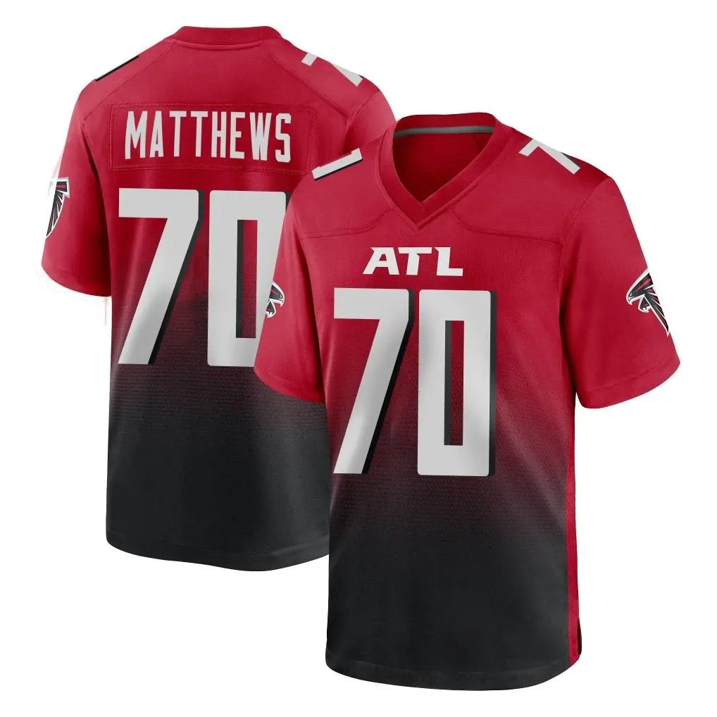 A.Falcons #70 Jake Matthews Player Red Home Game ROCER Stitched Jerseys