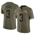 C.Browns #3 Jerry Jeudy Player Olive Salute to Service Limited Game ROCER Stitched Jerseys