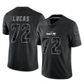 S.Seahawks #72 Abraham Lucas Player Black Limited Reflective Home Game ROCER Stitched Jerseys