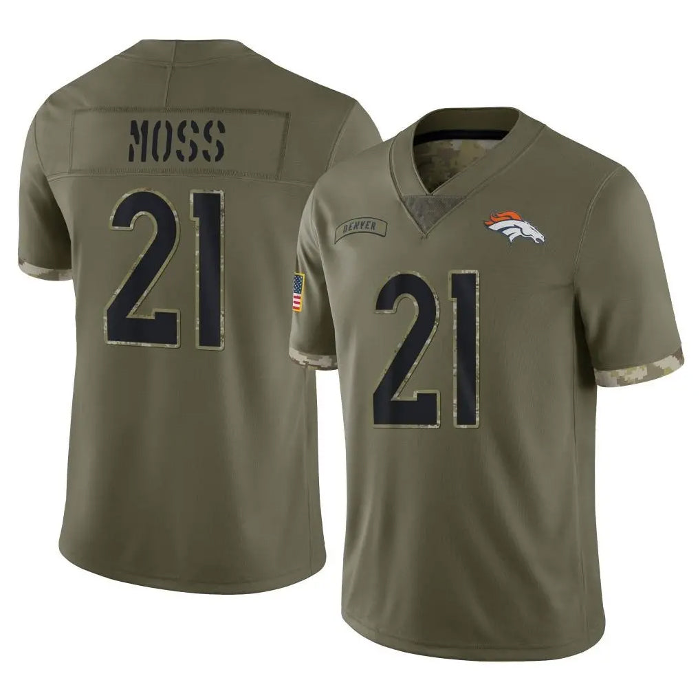 D.Broncos #21 Riley Moss Player Olive Salute To Service Limited ROCER Stitched Jerseys