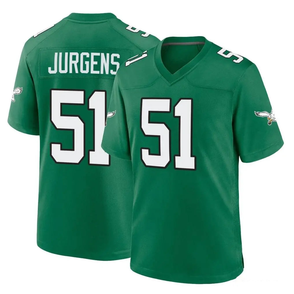 P.Eagles #51 Cam Jurgens Player Green Kelly Alternate Home Game ROCER Stitched Jerseys