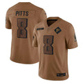 A.Falcons #8 Kyle Pitts Sr. Player Brown Salute To Service Limited ROCER Stitched Jerseys