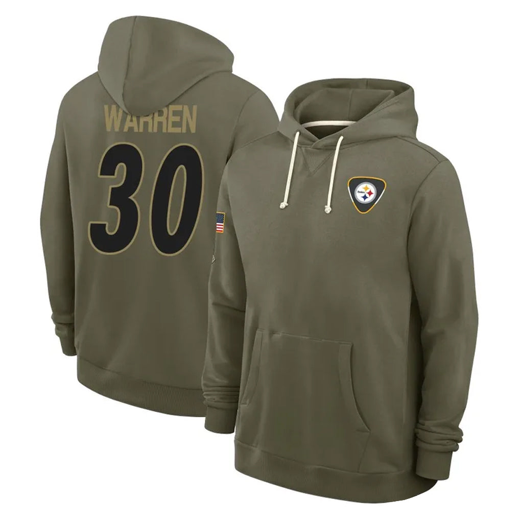P.Steelers #30 Jaylen Warren Player Olive Salute to Service Pullover Hoodies Limited ROCER Stitched Jerseys