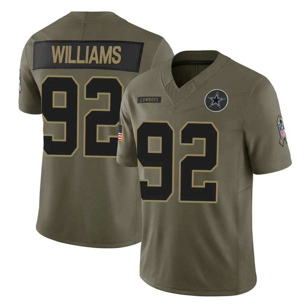 D.Cowboys #92 Quinnen Williams Player Olive 2025 Salute to Service Limited Home Game ROCER Stitched Jerseys