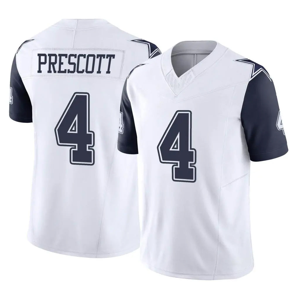D.Cowboys #4 Dak Prescott Player White-Navy Limited Vapor F.U.S.E. Home Game ROCER Stitched Jerseys