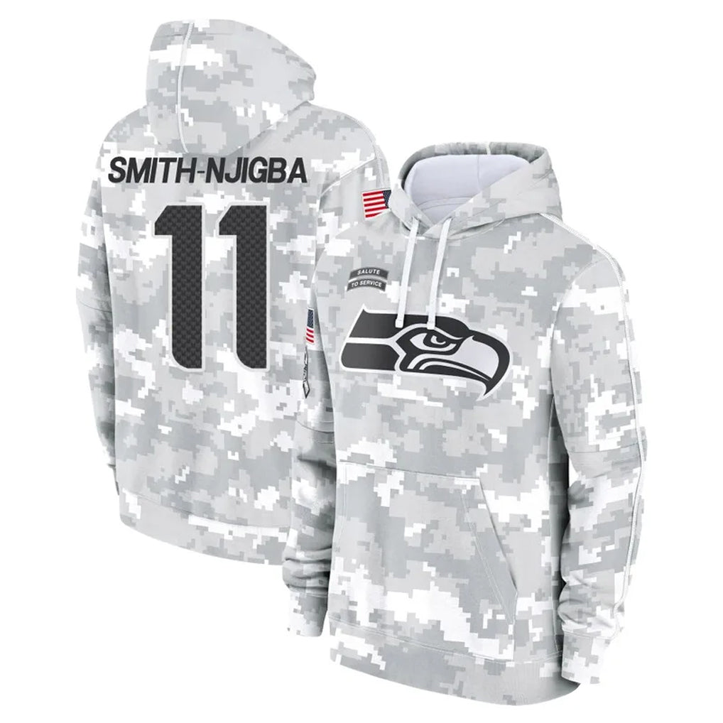 S.Seahawks #13 Ernest Jones IV Player Arctic Camo Limited Salute to Service Pullover Hoodies Game ROCER Stitched Jerseys