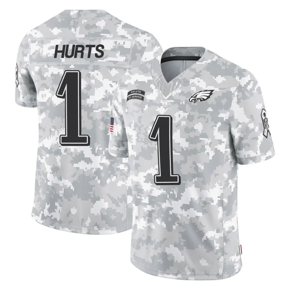 P.Eagles #1 Jalen Hurts Player Arctic Camo Salute to Service Limited Game ROCER Stitched Jerseys