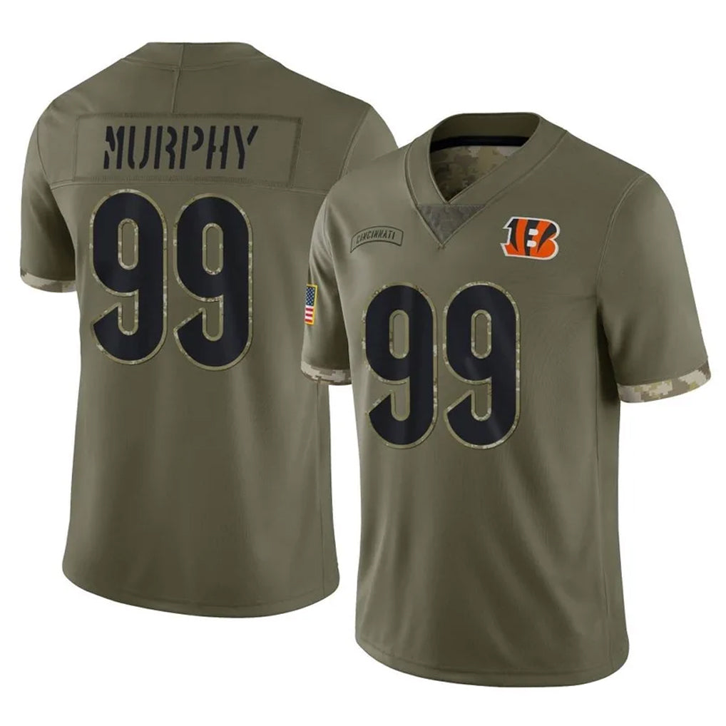C.Bengals #99 Myles Murphy Player Olive Salute to Service Limited Game ROCER Stitched Jerseys