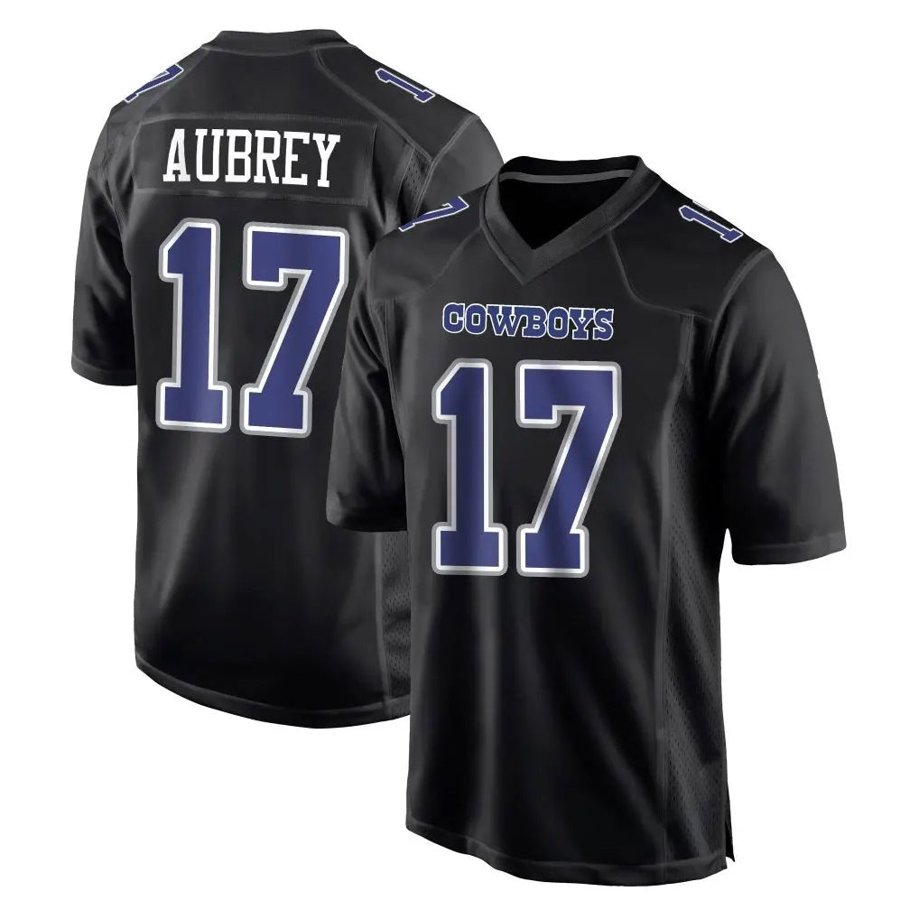 D.Cowboys #17 Brandon Aubrey Player Carbon Black Fashion Home Game ROCER Stitched Jerseys